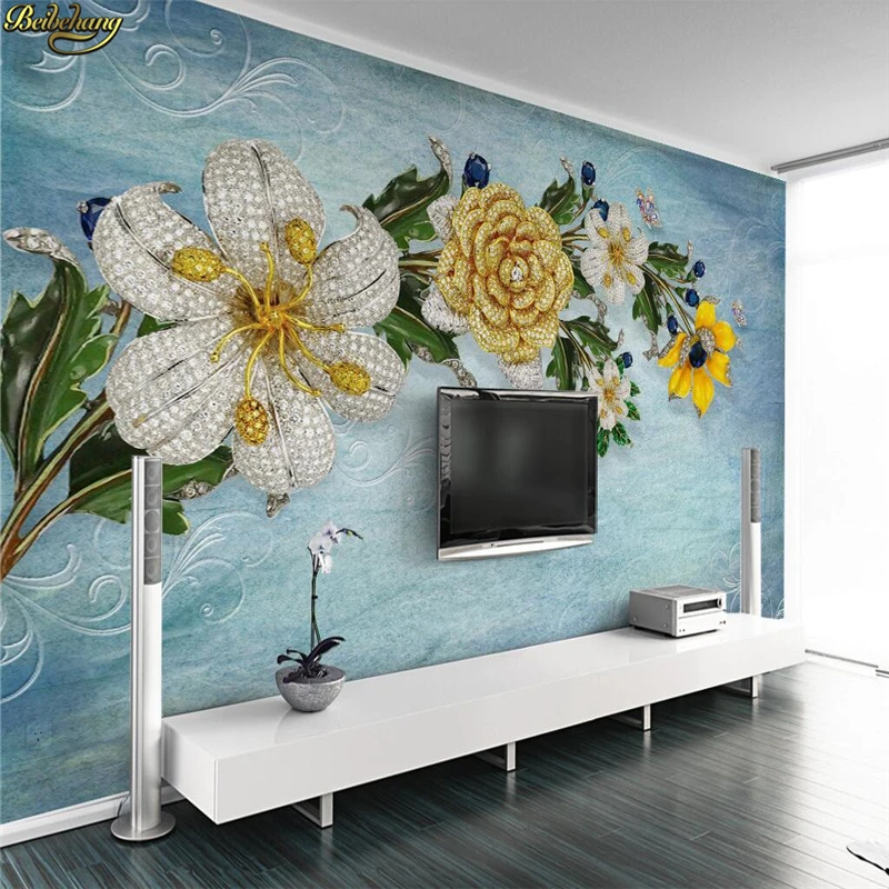 

beibehang Custom Photo Wallpaper Mural Modern Minimalist 3D Jewelry Flowers European Wall Decorative Painting papel de parede