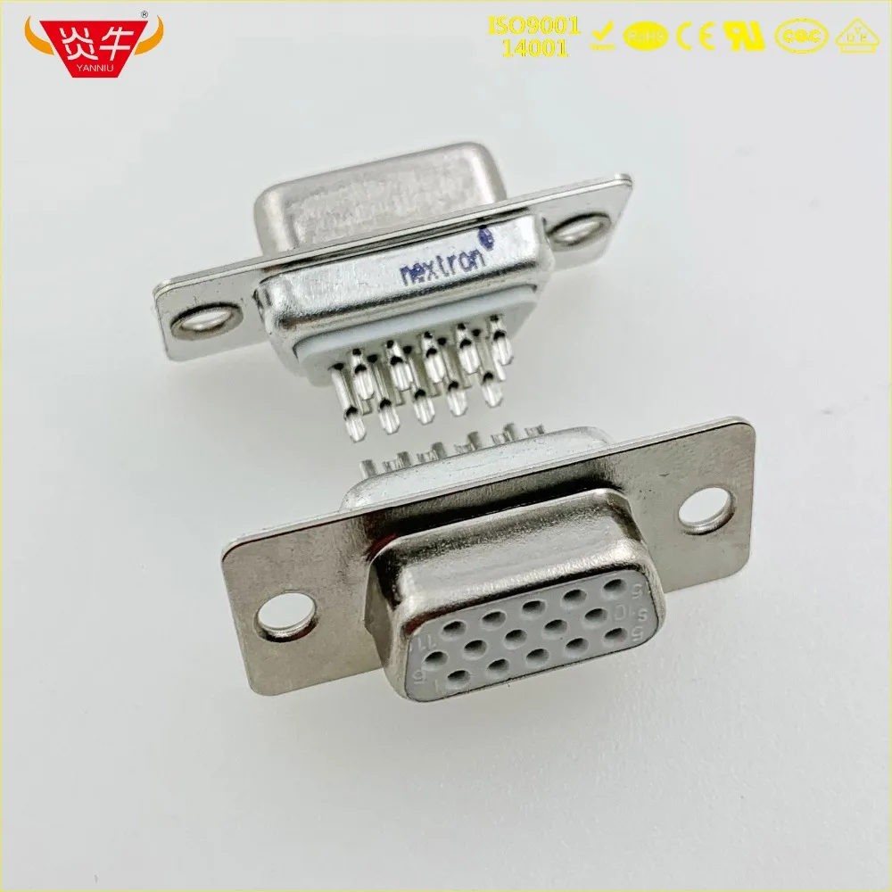 

50Pcs VGA DB15 DB-15P FEMALE 3 ROWS RS232 WITH SOCKET 15PIN PCB D-SUB SERIES CONNECTOR CONTACT PART OF THE GOLD-PLATED 3Au