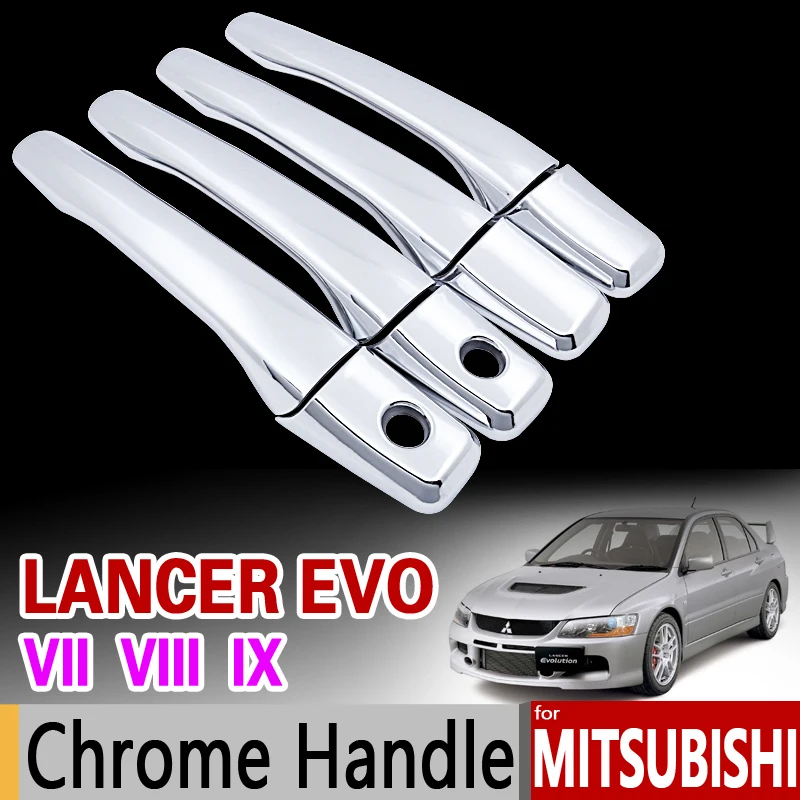 for Mitsubishi Lancer EVO VII VIII IX Chrome Door Handle Cover Trim 2001 2002 2003 2004 2005 2006 7 8 9 Accessories Car Styling