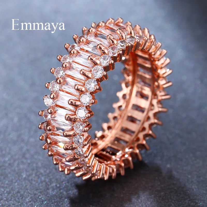 Emmaya Brand White Zircon Rings Clear CZ Gold-Color Rings for Women Fashion Jewelry Wholesale Gift Party