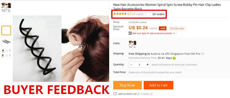 BKLD 1PCS New Fashion Hair Accessories Women Spiral Spin Screw Bobby Pin Hair Clip Ladies Twist Barrette Black