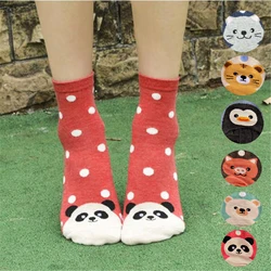 Korean Style Women Animal Cotton Socks Autumn Winter Colorful Cartoon Bear Tiger Penguin Cat Face Female Ladies Lovely Sock