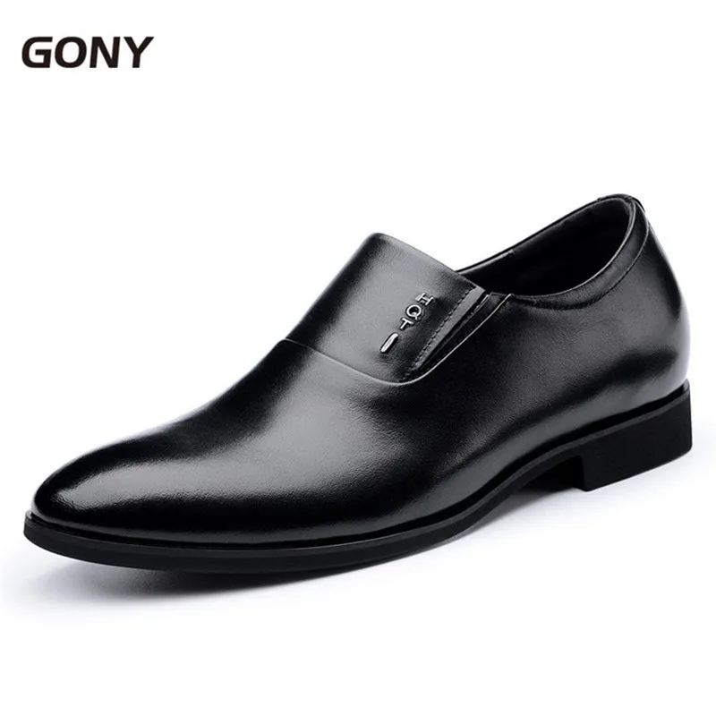 

Brand New Men's Formal Dress Slip On Shoes Genuine Leather Height Increasing Elevator Loafers for Wedding Party