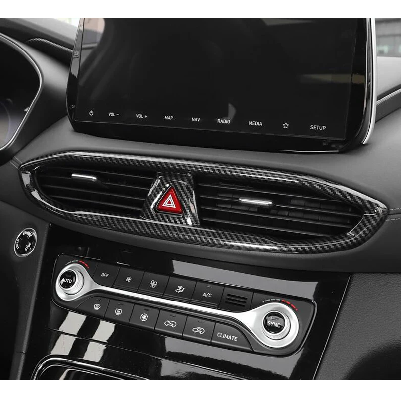 YAQUICKA-إطار لوحة القيادة للسيارة ، ملصق لوحة القيادة ، لهيونداي سانتا في (TM) 2019-2020 ، ملحقات السيارة الداخلية #2