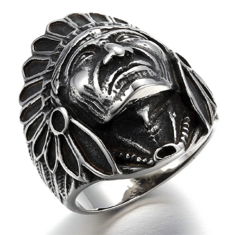 Titanium ring retro Indians chief ring punk non-mainstream  men and women ring