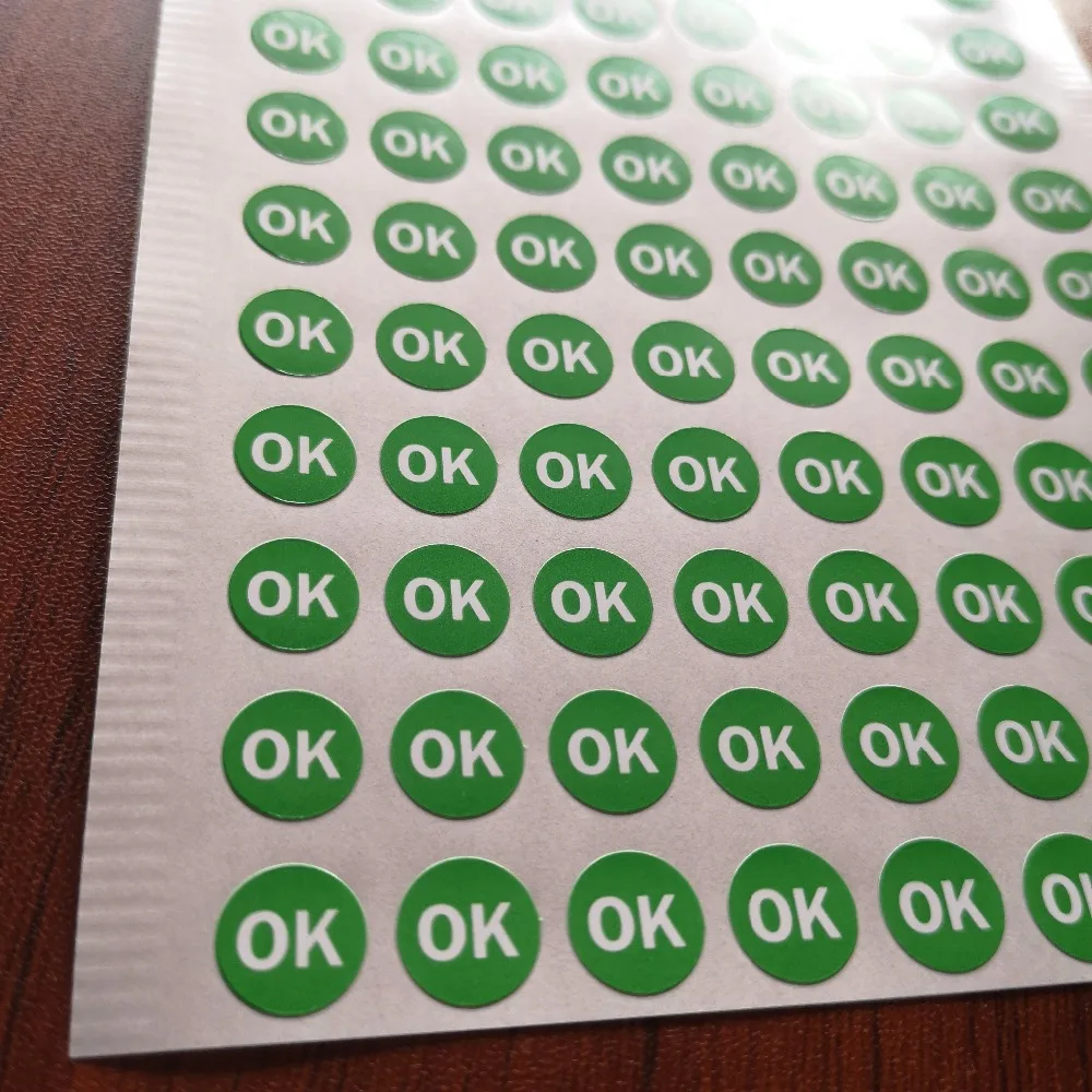 3000pcs 10mm OK Self-adhesive Gloss Paper Label Sticker Factory Product Quality Inspection Manufacture Procedure Control Tag
