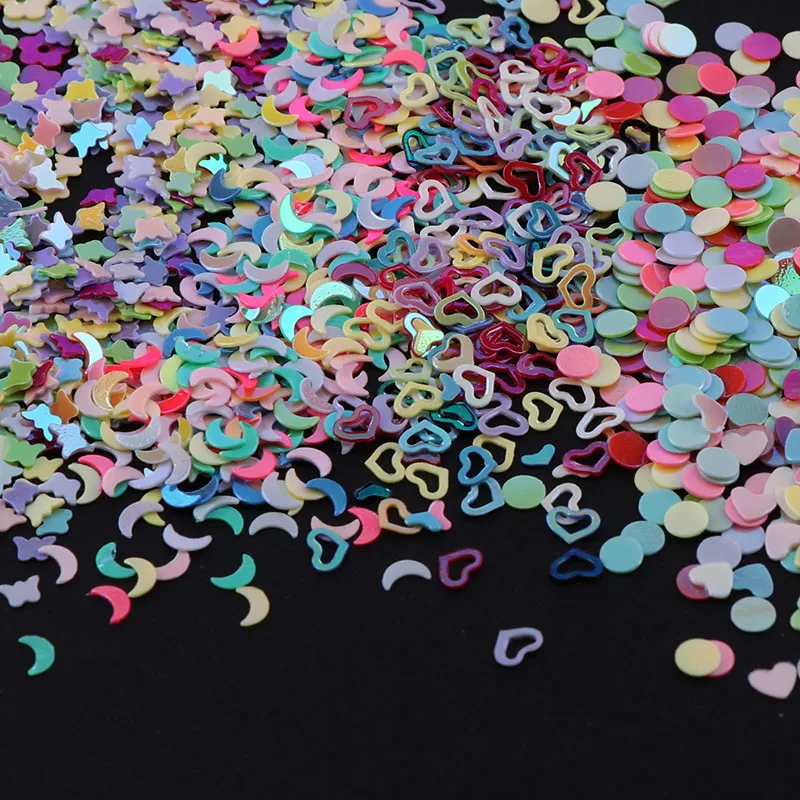 5000pcs  2.5-3mm Moon Star  Heart Wedding Party Confetti Nail Sequins Flakes Art Glitter Decorations Table Decoration Party
