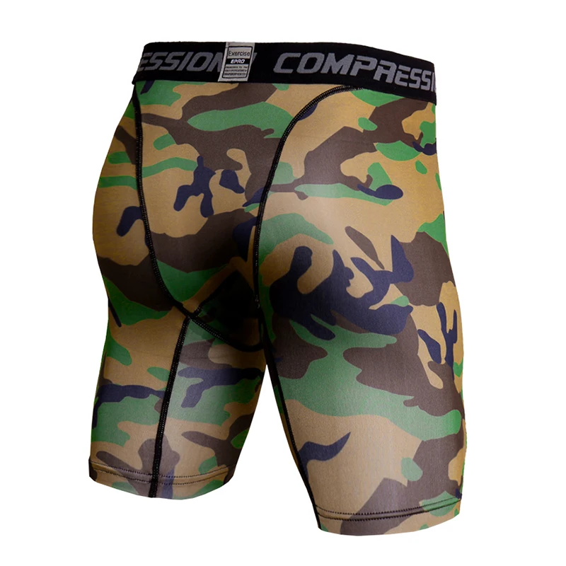 Camouflage Base Layer Running Tights Men Short Quick Dry Bodybuilding Fitness Workout Gyms Shorts Elastic Compression Sportswear