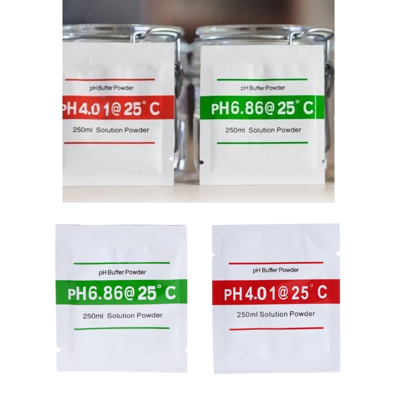 OOTDTY 20 Pcs PH Buffer Solution Powder PH For Test Meter Measure Calibration 4.01 6.86 250ml Each Pack Volume