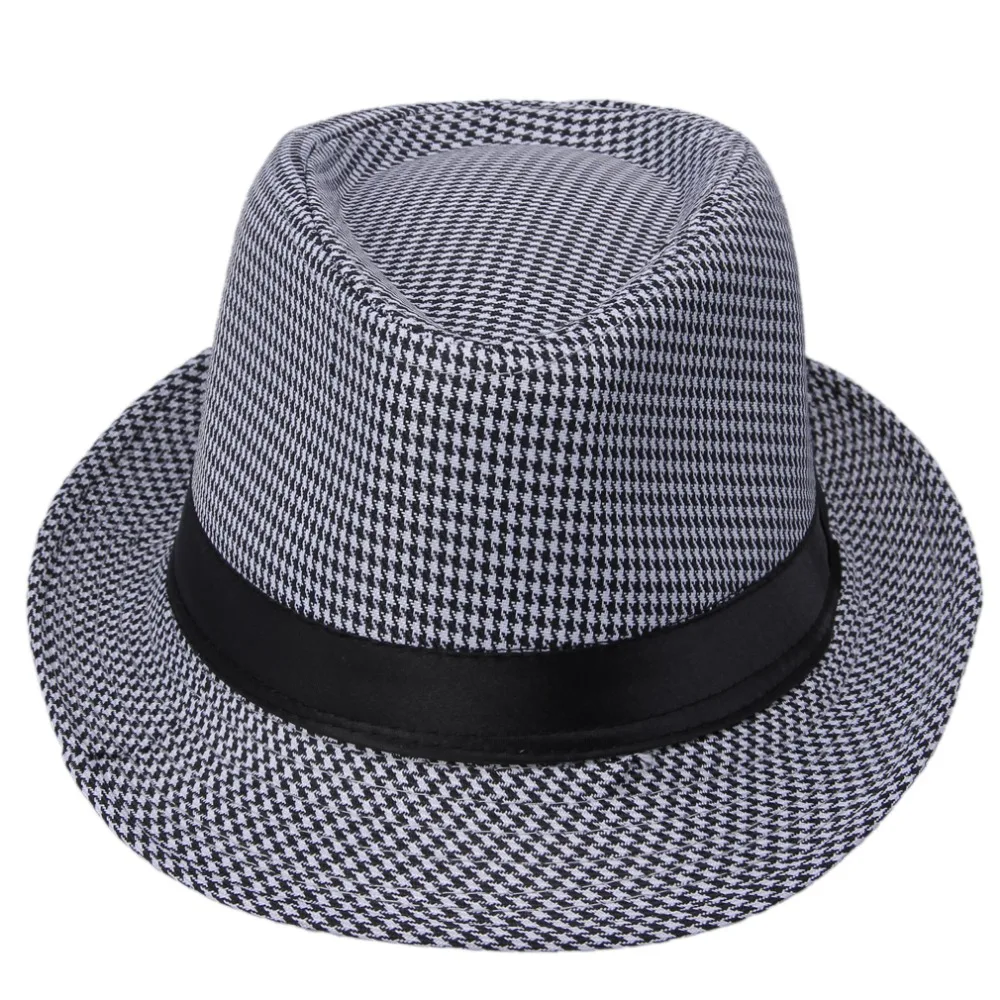 Hot sale  classical vintage hat with black ribbon newly Womens Mens Unisex Fedora Cap summer straw hat Panama hat jazz cap