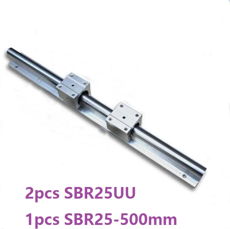 1pcs SBR25 - 500mm linear rail support guide + 2pcs SBR25UU linear bearing blocks for cnc router