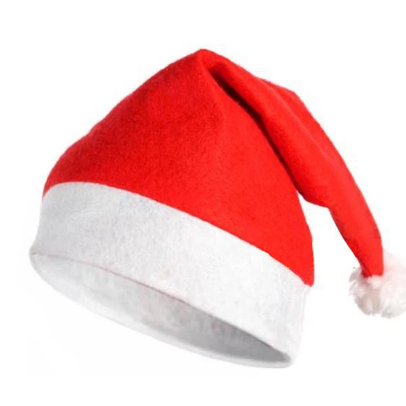 

100 pcs Per Lot Christmas Hat for Girl Children Men Women Xmas Non-woven Santa hat Decor Christmas Gift