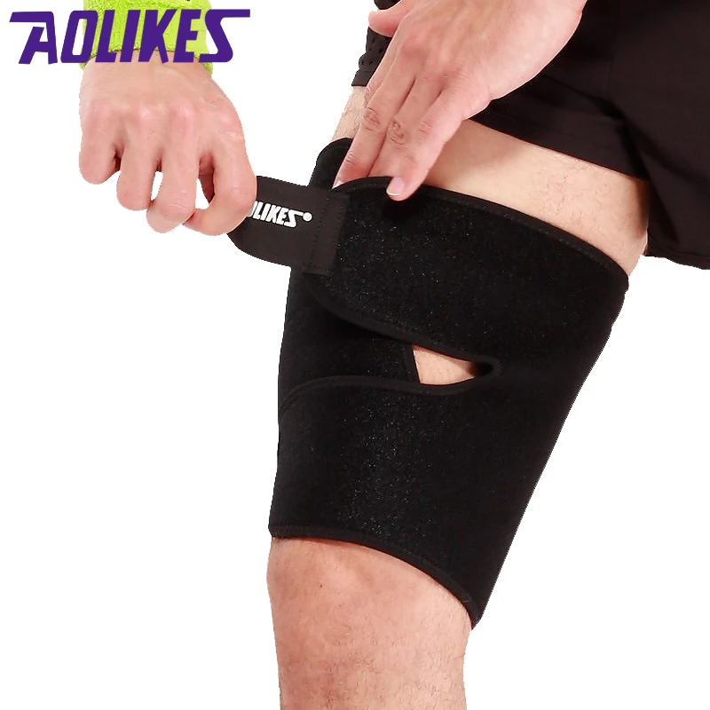 AOLIKES 1 piece sport thigh support guard muscle strain protector brace muslo pads fitness Leggings leg compression bodybuilding