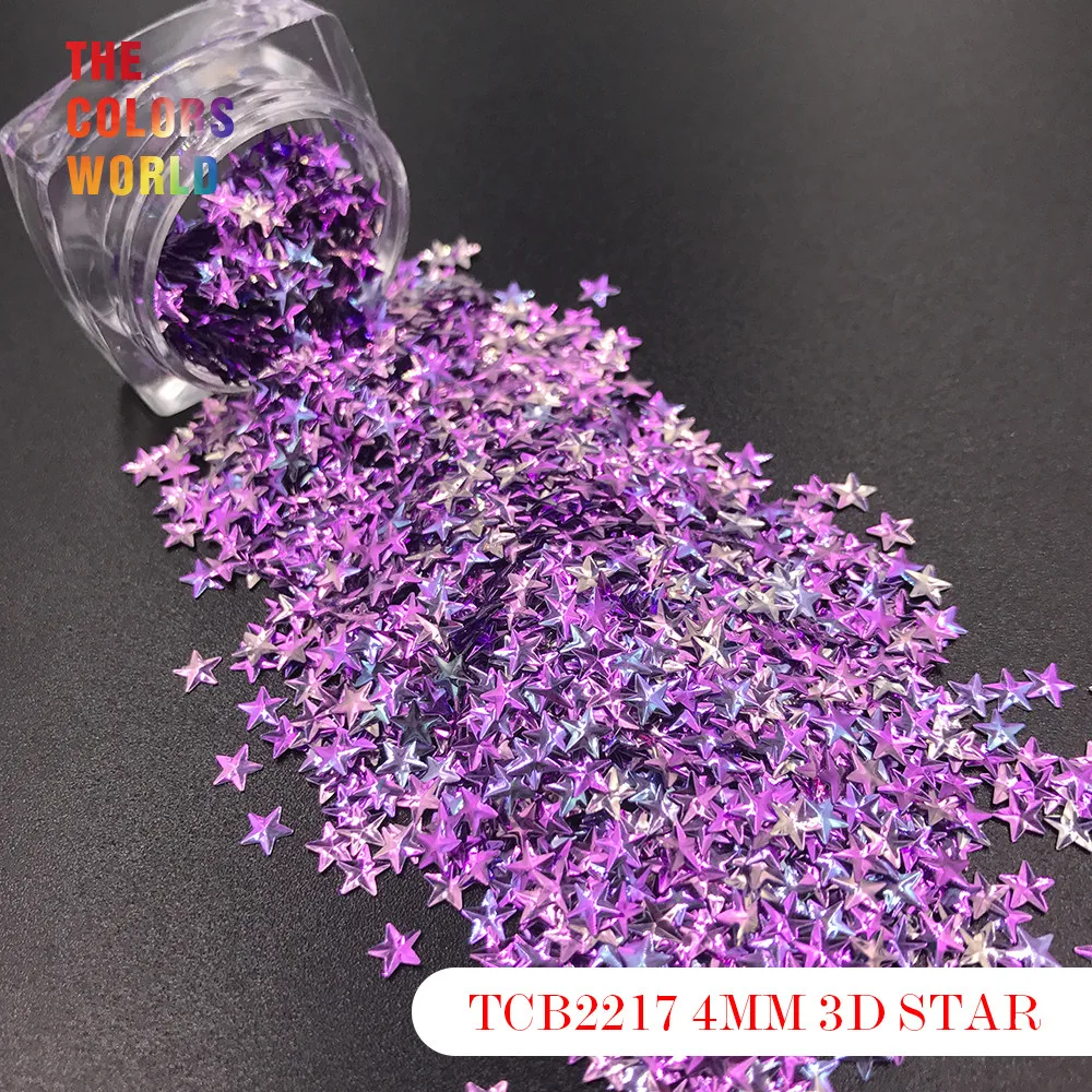 TCT-174 4 mm Sternform, 3D-Effekt, bunte Glitzer-Nagelkunst, DIY-Dekoration für Nagelgel, Make-up, Gesichtsbemalung