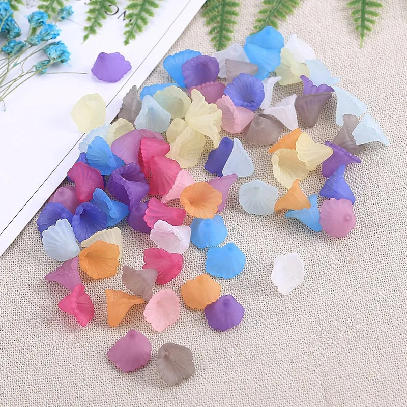 30Pcs Plastic Doorschijnend 11X12Mm Frosted Wave Little Trompet Bloem Kralen Fit Sieraden Diy Ambachtelijke Accessoires