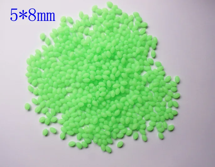 Wholesales 1.5kg 5*8mm Oval Premium Quality Luminous Soft Fishing Beads Glow Green Plastic Lumo Fish Lure Wholesale