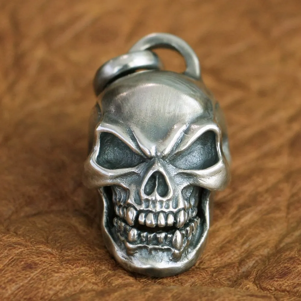 

Подвеска LINSION из стерлингового серебра 925 пробы ручной работы в виде черепа, мужская байкерская подвеска в стиле панк TA91 MZ