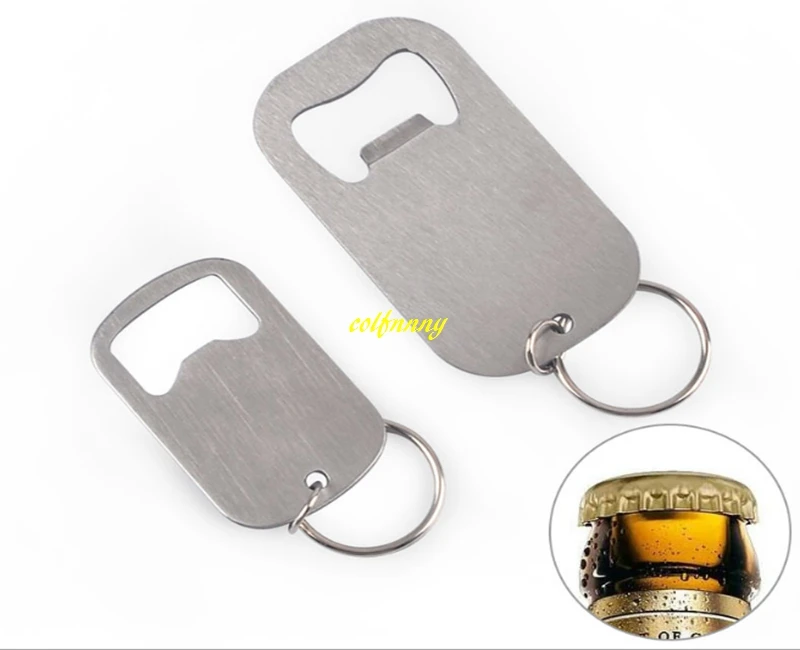 

100pcs/lot Protable Keychain keyring Stainless Steel opener Beer Bottle Opener Big and small size Can customize logo C2801