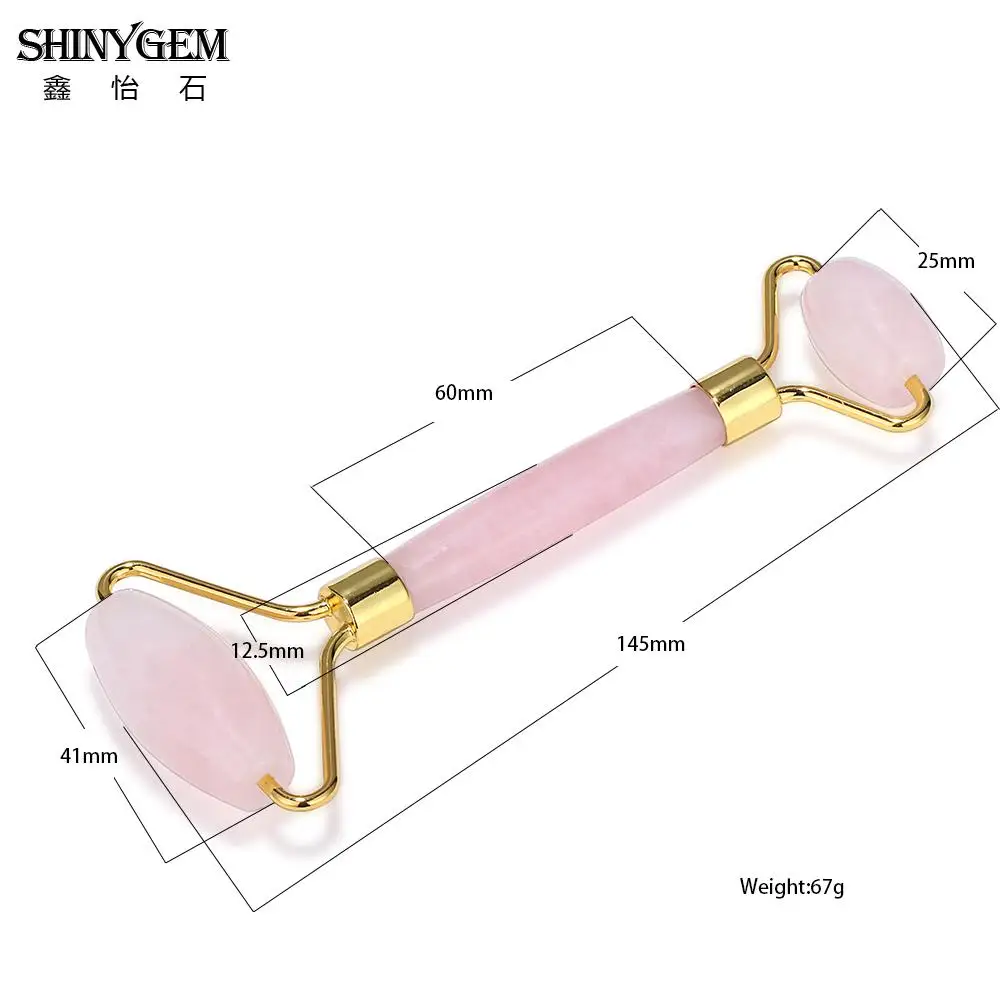 ShinyGem 2020 Natural Stone Quartz Roller Face Clean Hairdressing Massage Tools Gold/Rose Skin Care Crystal Jewelry For Women