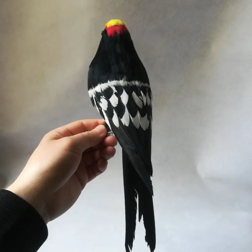 real life Bird feathers woodpecker model large 30cm wood peacker bird garden decoration filming prop toy gift h1450