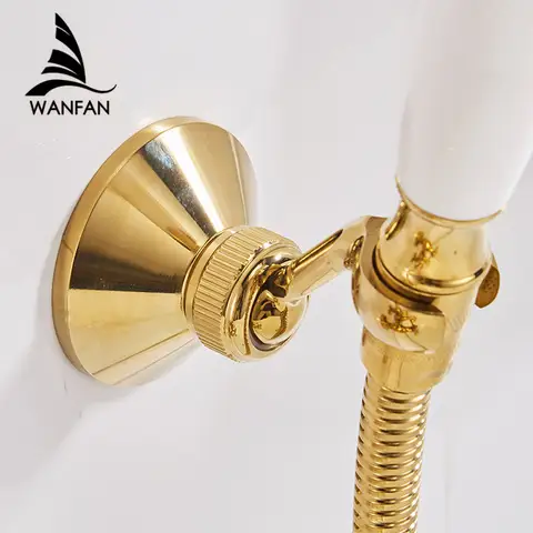 Shower Mounting Brackets Gold Brass Swivel Handheld Shower Holder Shower Head Seat Rack Bathroom Parts Bath Accessories 0517K