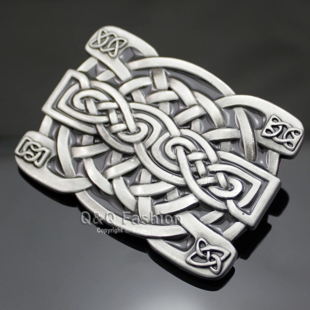 Celtic İrlanda Trinity çapraz düğüm Metal serin kemer tokaları adam moda toka Cowboys Cowgirls toka Acessories 4cm kemer kadar Fit