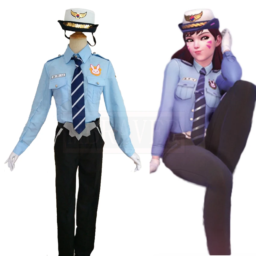 

OW Cosplay D.VA DVA Hana Song Police Officer Carnival Uniform Cosplay Costume Customized Free Shipping