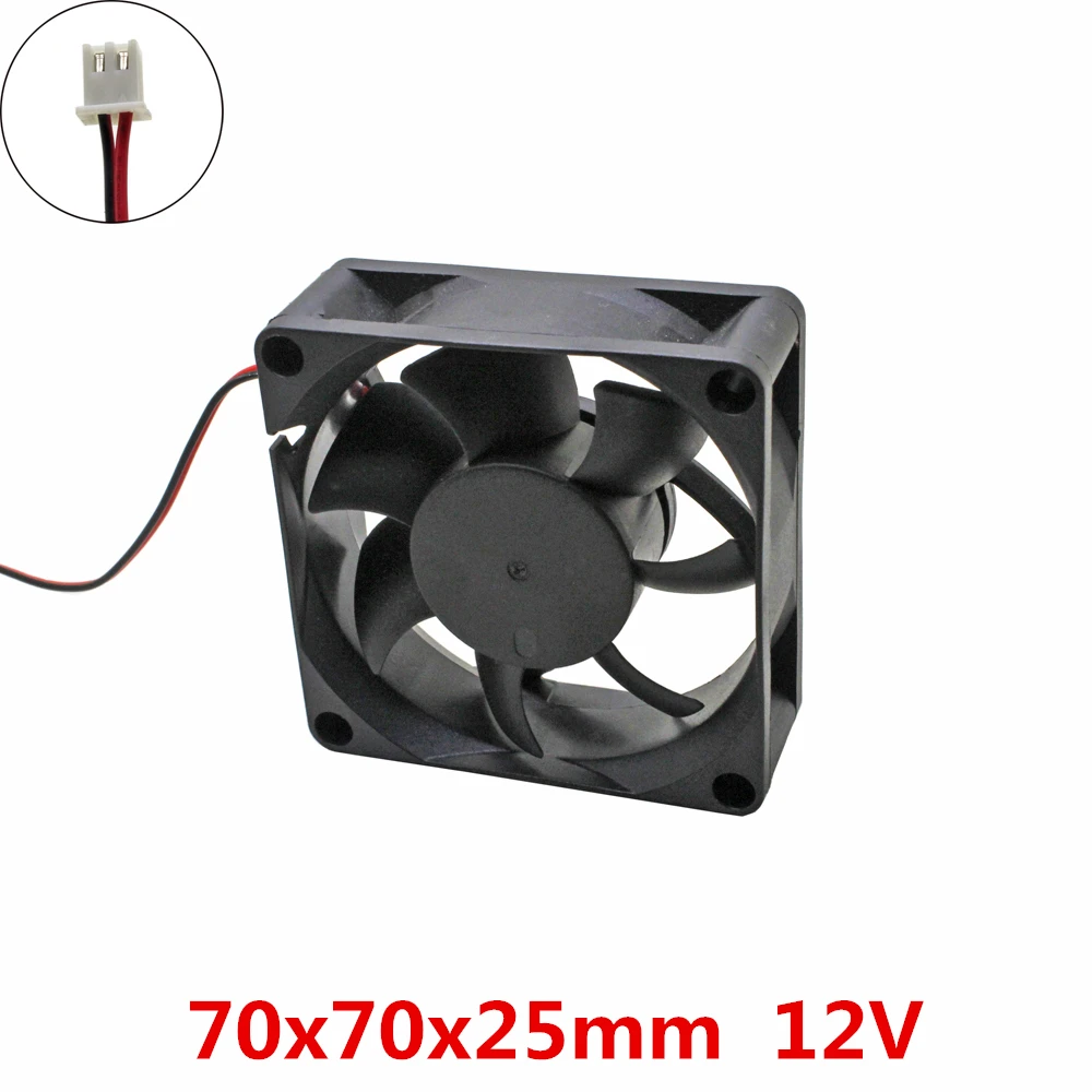 2pcs/lot  70x70x25mm 7025 DC 12V Brushless 7cm Fans cooling cooler radiator