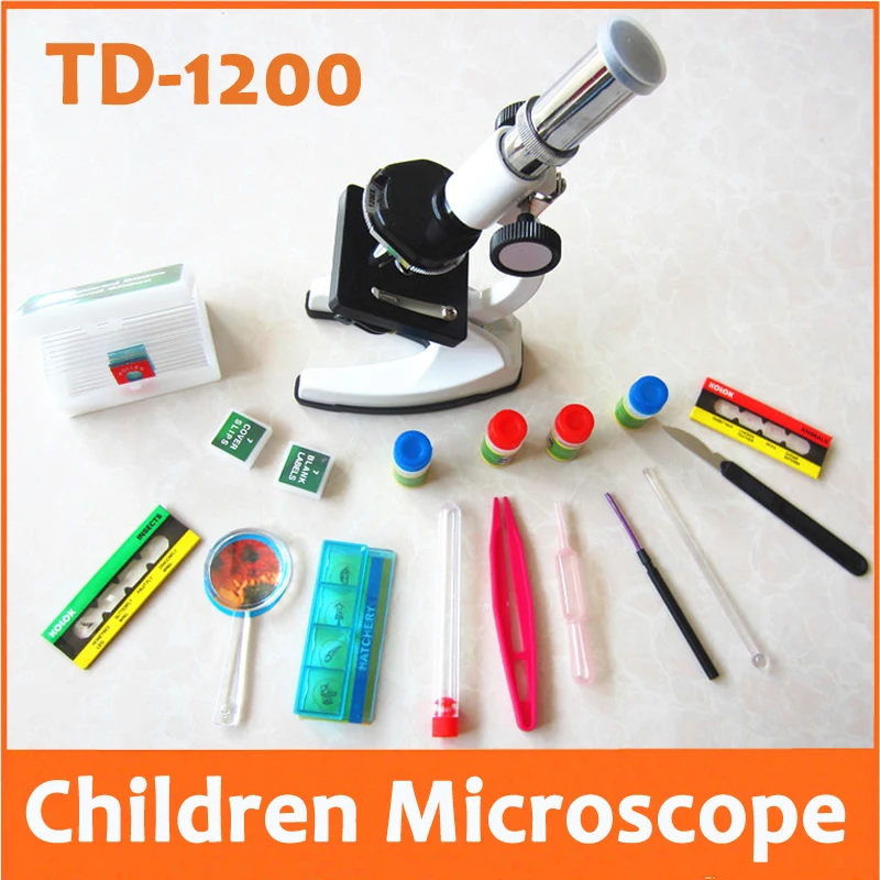 1200X Metal Birthday Metal Christmas Gift  Educational Illuminated LED Children Biological Student Toy Microscope with Lamp