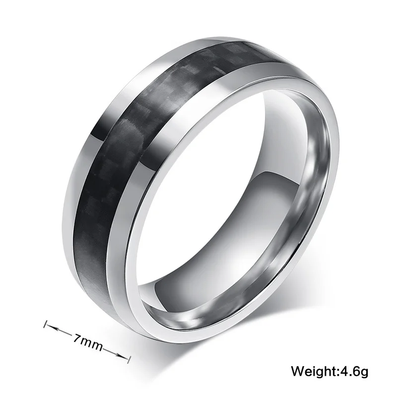 Vnox fashion men ring carbon fiber jewelry stainless steel rings for man classic christmas gifts