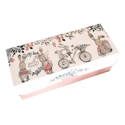 Hot Hot 27.5*11*10cm 10pcs rabbit and friends design Cheese Cake Paper Box Cookie Container gift Packaging Wedding Christmas Use
