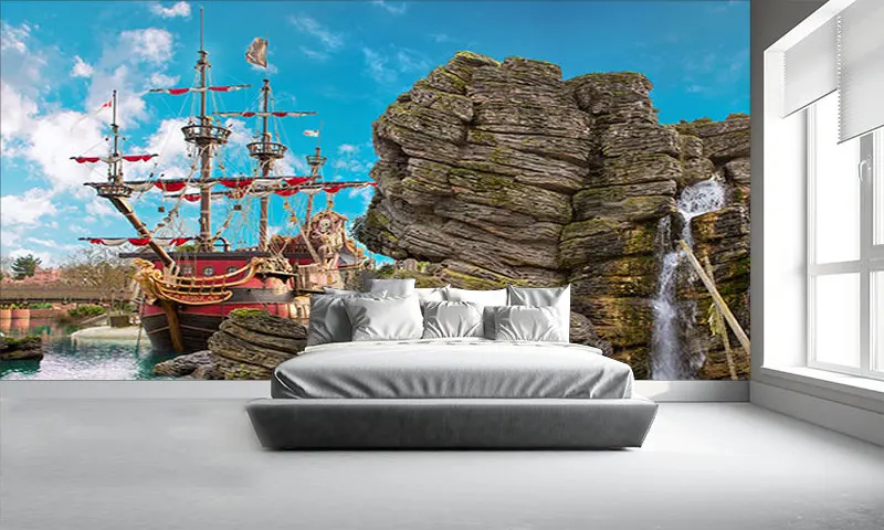 Custom children's wallpaper, PIRATE ISLAND murals for children's room living room background home decoration wallpaper