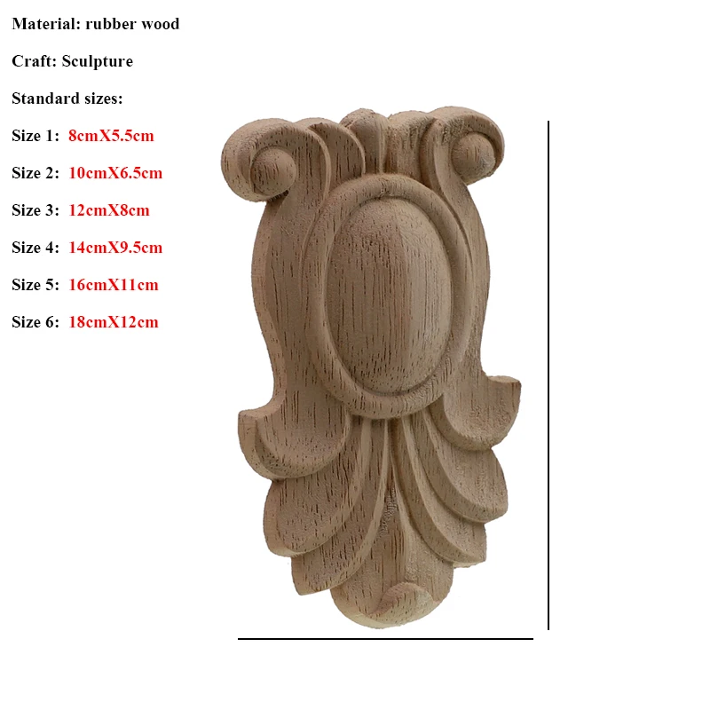 Wood Carved Corner Applique Natural Floral Woodcarving Decorative Wooden Figurines for Furniture Door Home Decal European Style