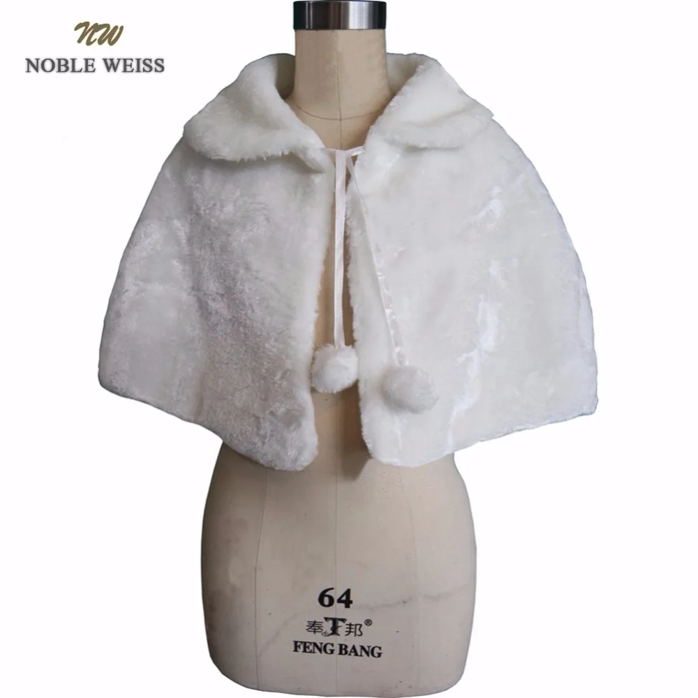 NOBLE WEISS Chaquetas de boda para niñas con flores, envolturas de piel sintética, estilo de invierno, envolturas para eventos formales para niños, encogimiento de hombros, capas y chales aptos para busto