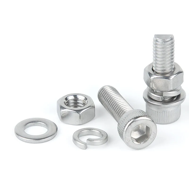 M8 * 16-M10*80 Rvs 304 Hex Socket Cap Hoofd Schroef Lente Platte Ringen Hex Moer Assortiment Hardware 983
