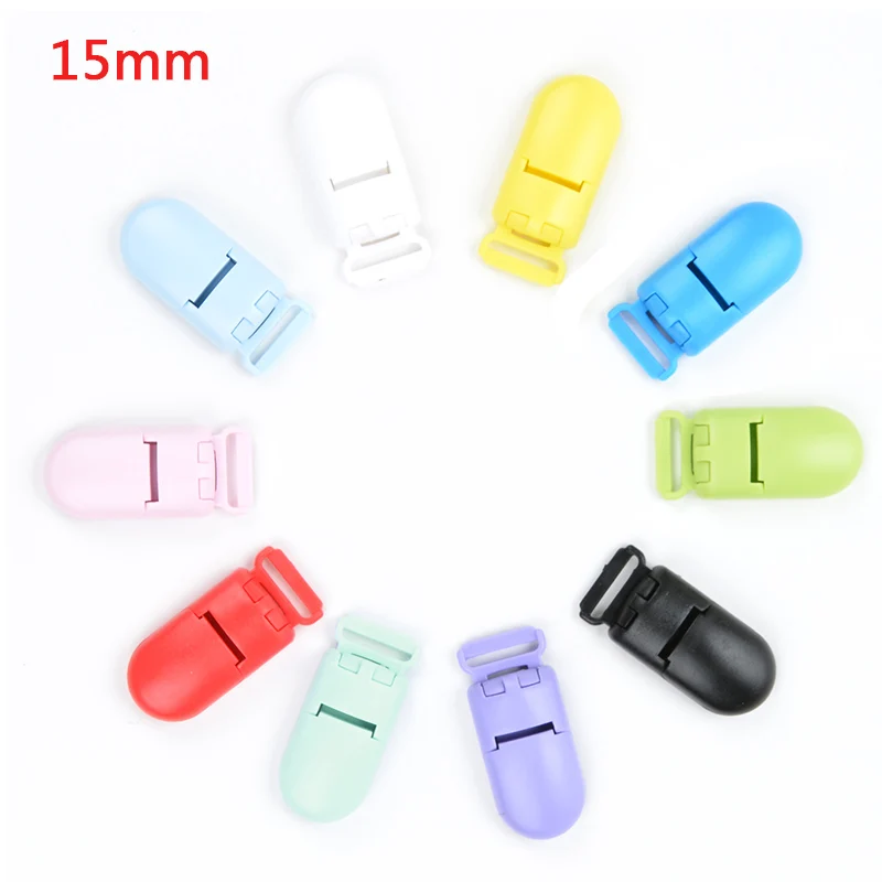 50pcs/lot Baby Plastic 15mm Pacifier Clips Jewelry Making Pacify Soother Holder For Baby Feeding Accessories Tools Multi Colors