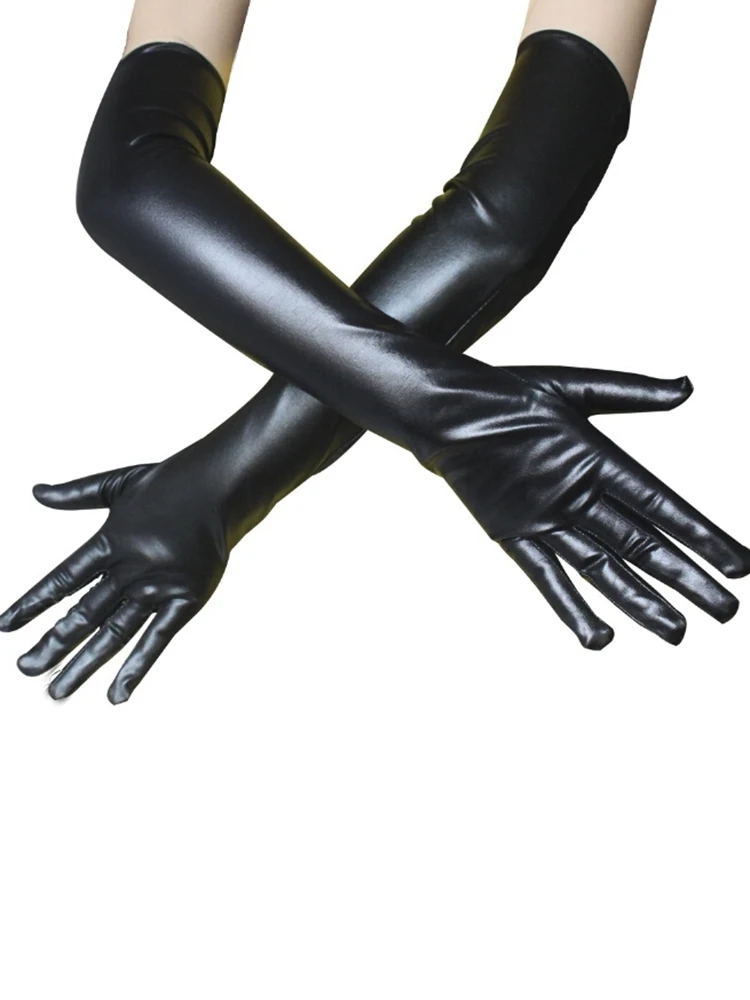 New Sexy Faux Leather Shiny Long Latex Glove Punk Gloves Sexy Hip-pop Jazz Outfit Mittens Culb Wear Cosplay Costumes Accessory