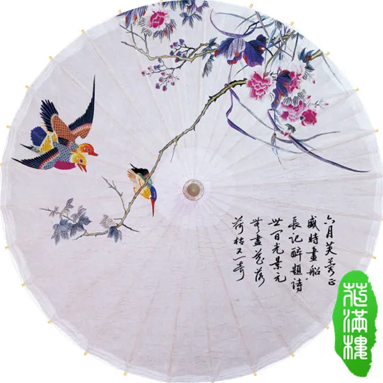 Spring Scenery Bird On The Flower Tree Oil Paper Umbrell Chinese Style Ancient Handmade Props Parasol  Women Bamboo Umbrella