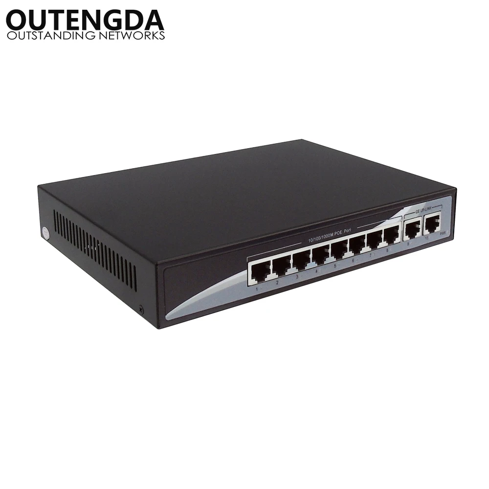 

10ports Full Gigabit high power 802.af/at network Ethernet fast switch POE power switch for 5 megapixel camera POE switch