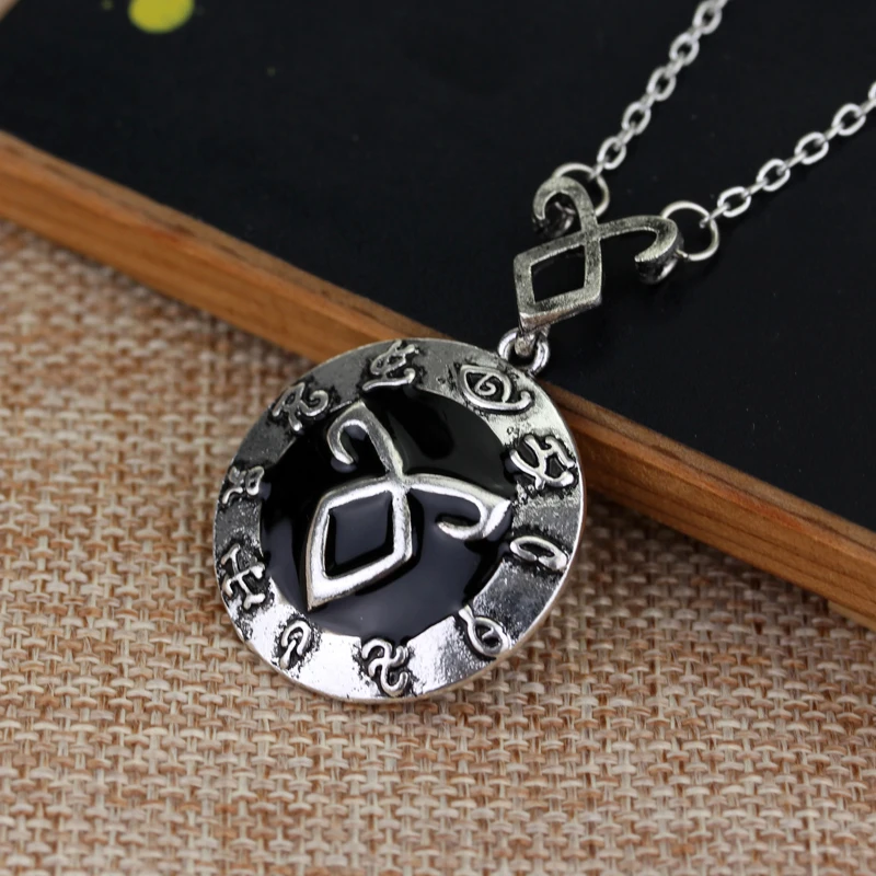 dongsheng The Mortal Instruments City of Bones necklace vintage Angelic Power Runes Shadowhunters pendant for men and women