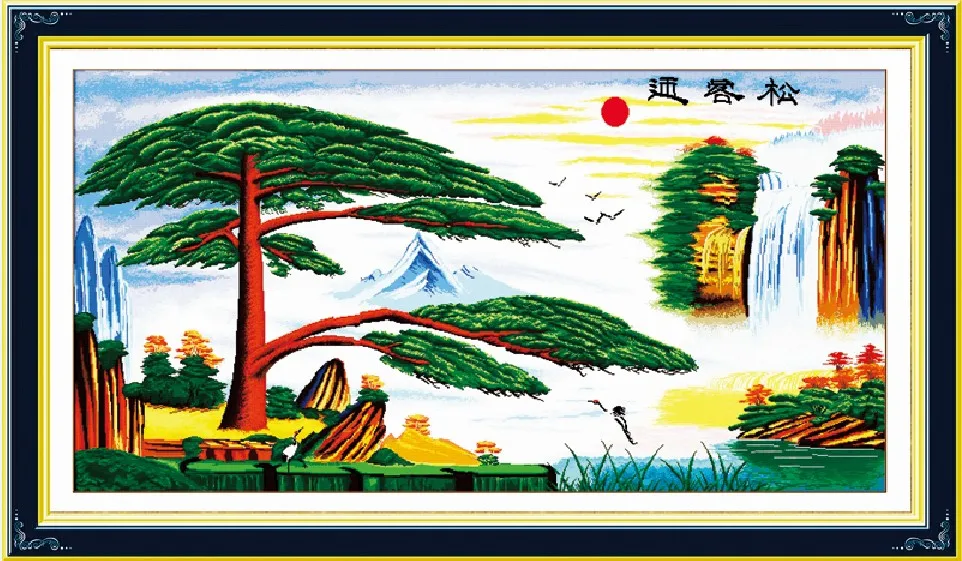 

Guest-greeting pine(1) cross stitch kit 14ct 11ct count printed canvas stitching embroidery DIY handmade needlework