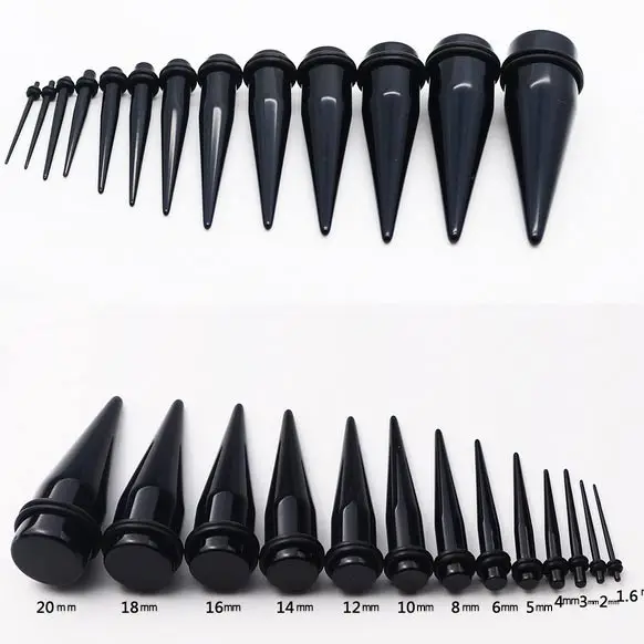 1.6mm 12mm 14mm 16mm big size Acrylic Ear Piercing Tapers Expander Black Flesh Tunnel Body Jewelry