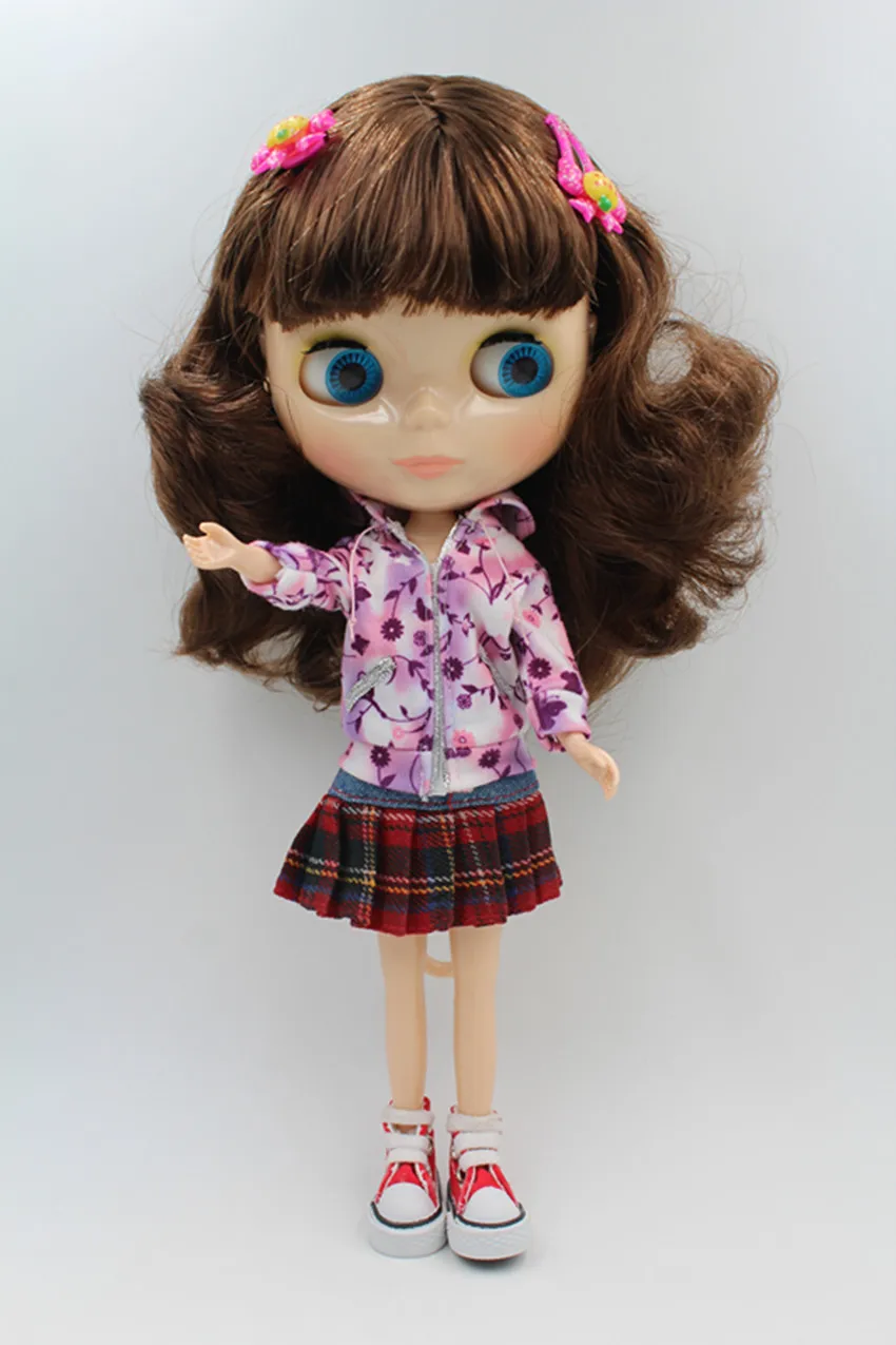 Blygirl Doll Brown fringe hair Blyth body Doll Fashion can change makeup