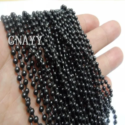 10meter Lot Fashion Black Stainless Steel 2.4mm/3mm Beads ball chain Fashion jewelry finding Marking Chain DIY