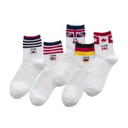 New Fashion Casual White Flag Men's Socks Brand Happy Creative Socks Cotton Socks calcetines hombre