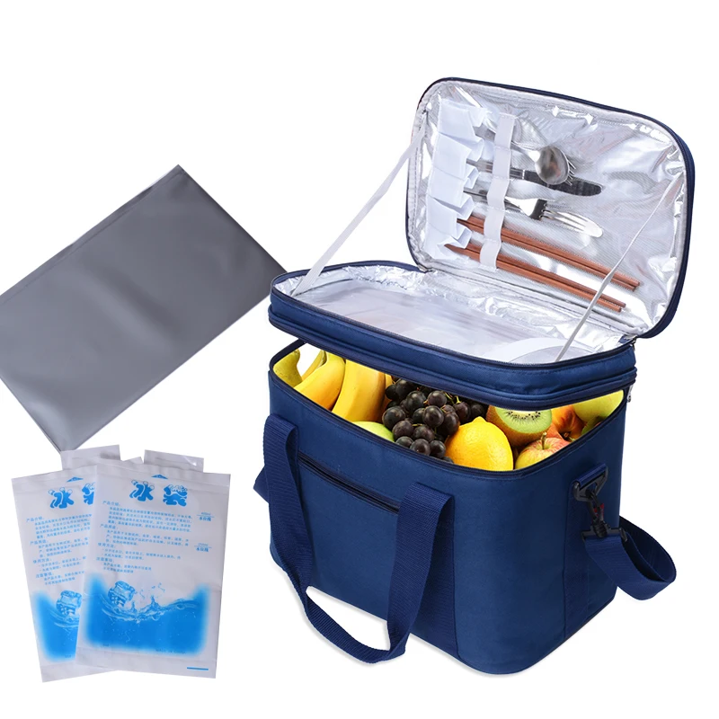 GUMST Double Decker Cooler Bag Thickening Oxford Cloth Ice Pack Fresh Insulated Thermal Picnic Lunch Box Food Bag