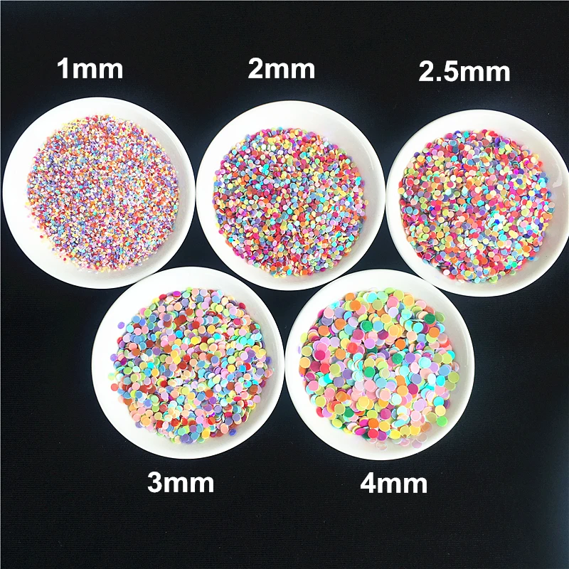 20g/Pack 1mm 2mm 2.5mm 3mm 4mm Circle Dot Shape Pvc Loose Sequins Paillettes Party Craft, Nail arts,Wedding Decoration confetti