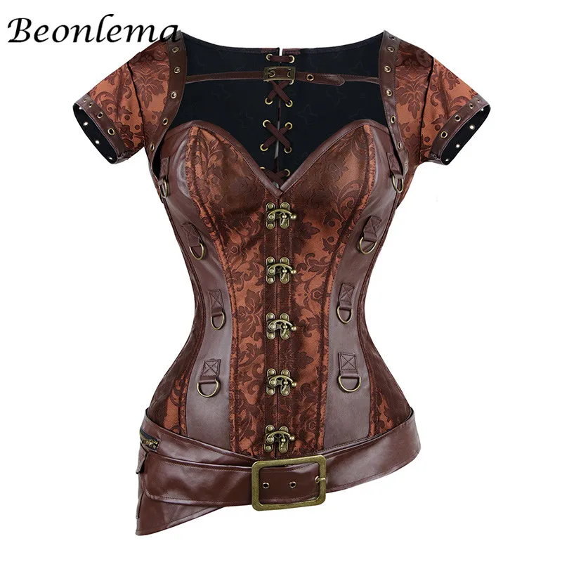 

Steampunk Corset Sexy Gothic Women Vintage Corselet Goth Lace Up Bustier Bodice Faux Leather Retro Buckle Corsage Top