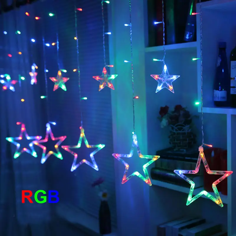 220V Ster Led String Light Outdoor Kerstverlichting Led Ster Lamp 2.5M 138Leds, geel/Blauw/Warm Wit/Roze/Rgb Etc