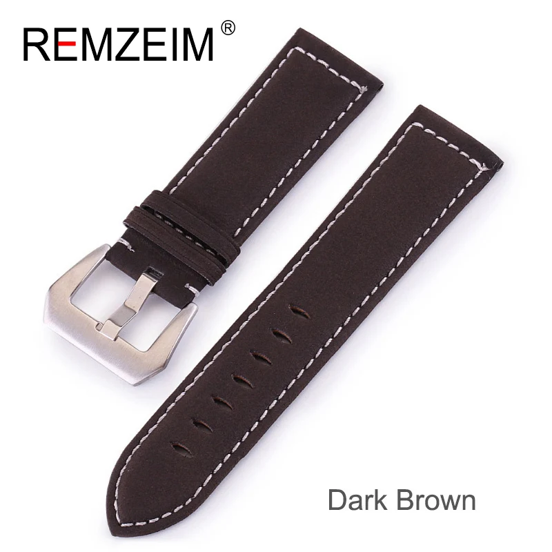 Leather Watchband Men Women Watch Band 18MM 20MM 22MM 24MM Wrist Watch Strap Black Brown Blue Watchbands Bracelet Metal Buckle